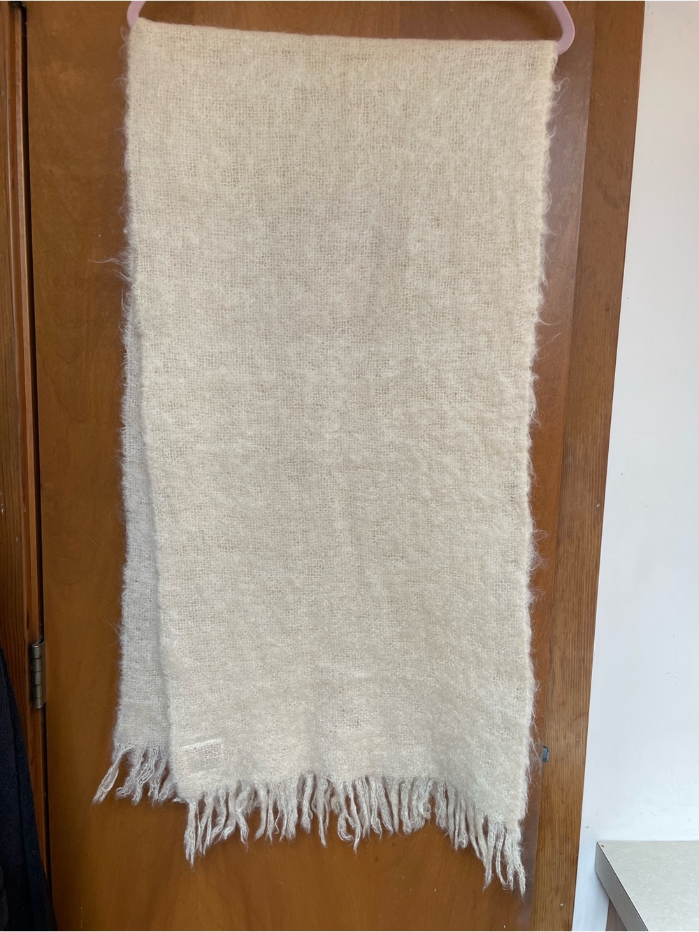 Cream mohair and wool pashmina or scarf-